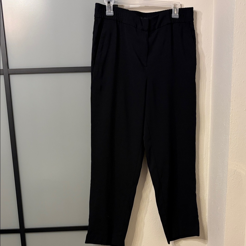 Massimo Dutti Black Elastic-Waist Dress Trousers